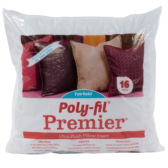 Michaels, Poly-Fil® Premier™ Ultra Plush Pillow Insert, 16" x 16" – Category: Pillow Forms & Fillings